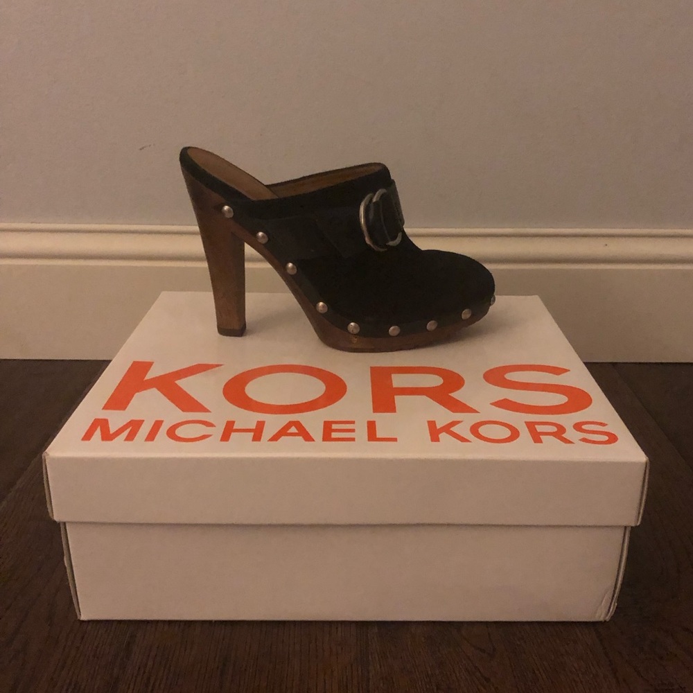 Michael Kors Black Suede Clogs